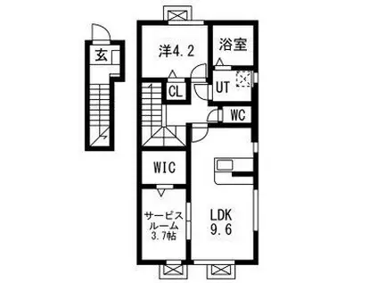 レジデンスII (1SLDK/2階)の間取り写真