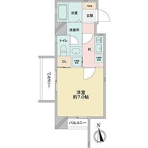 リエス鶴舞ウエスト TOWER(1K/7階)の間取り写真