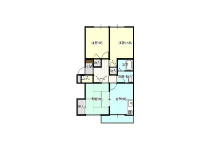 メナジュ夢 M棟(3DK/1階)の間取り写真