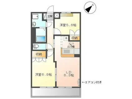 サンコート瀬戸 I(2LDK/1階)の間取り写真