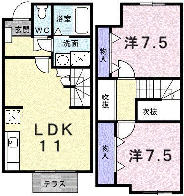 ニュークレストール光ケ丘(2LDK/1階)の間取り写真