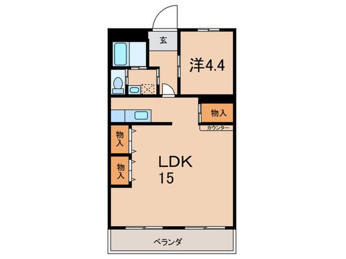 宮前平サンヒル(1LDK/1階)の間取り写真