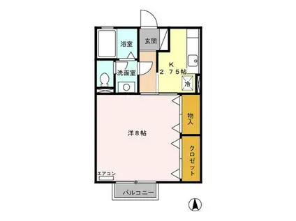 マロングレイスA(1K/1階)の間取り写真