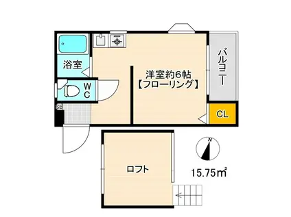 アルティ西片江(ワンルーム/2階)の間取り写真