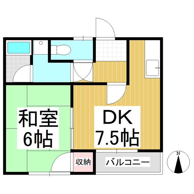 ネオトピア本郷(1DK/1階)の間取り写真