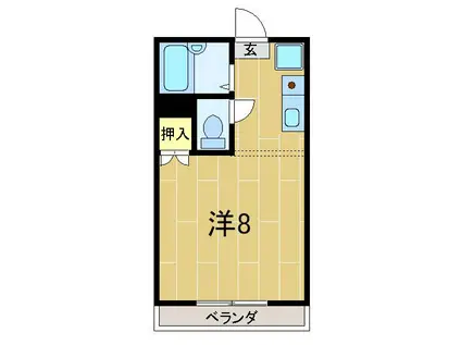 チェリーヒルズ宮崎(ワンルーム/1階)の間取り写真