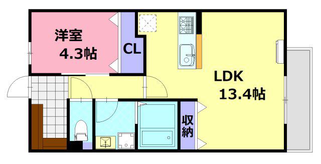 アーデル美鈴園(1LDK/3階)の間取り写真