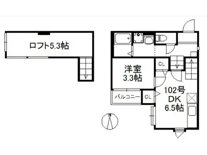 S1マリナ通(1DK/1階)の間取り写真