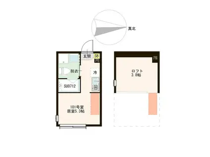 ル・リヴァージュ中川(ワンルーム/1階)の間取り写真