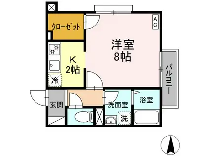 パークサイドコート(1K/1階)の間取り写真