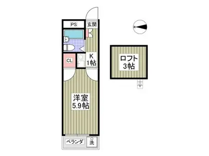 アルトーロ蒲生II(1K/2階)の間取り写真