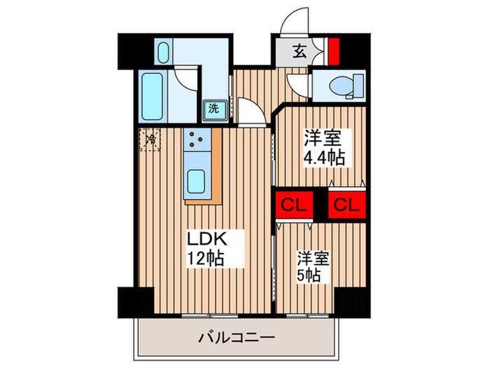 プライマル月島(2LDK/7階)の間取り写真