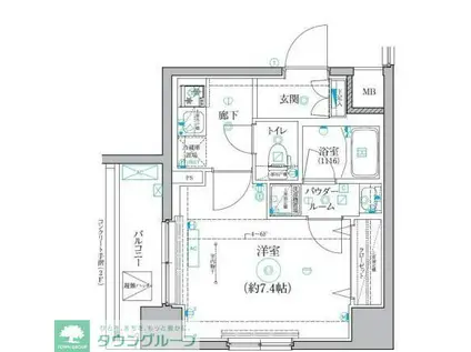 クオリタス菊川(1K/2階)の間取り写真