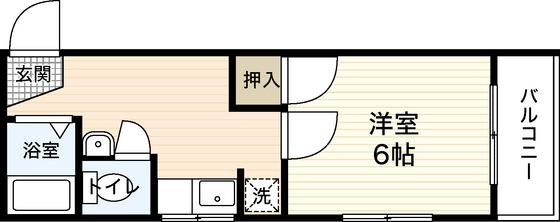 東雲本町88ビル(1DK/2階)の間取り写真