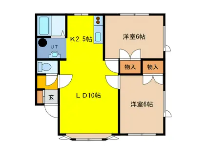 アップランド6(2LDK/2階)の間取り写真