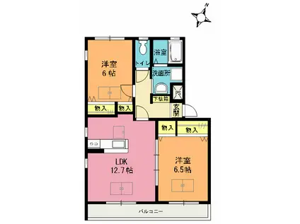 ルネスKM I(2LDK/3階)の間取り写真