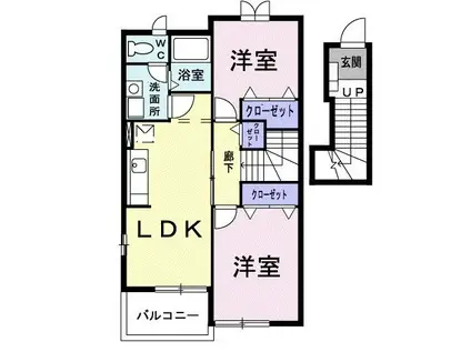 エレガントハイツ(2DK/2階)の間取り写真