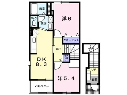 メゾン ドゥ コルーテ(2DK/2階)の間取り写真