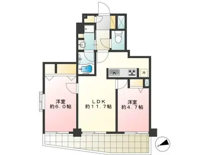 ライオンズプラザ赤羽西(2LDK/5階)の間取り写真