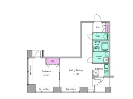 レジディアタワー麻布十番(1LDK/12階)の間取り写真
