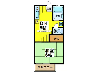 コーポYK(1DK/2階)の間取り写真