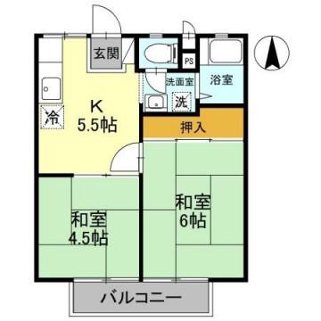 パナハイツサルビア(2K/2階)の間取り写真