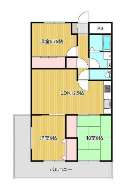 メゾン花北(3LDK/7階)の間取り写真