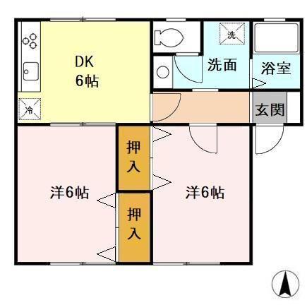 コーポラスM(2DK/1階)の間取り写真