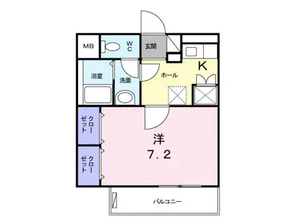 スカイ シルバー(1K/2階)の間取り写真