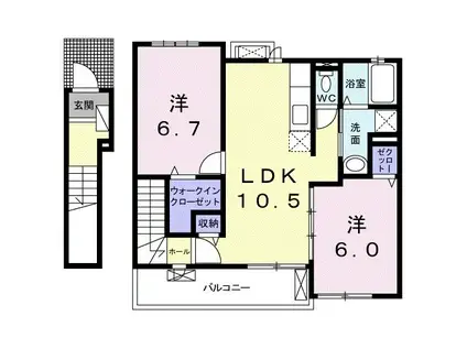 ラ・ルーチェ(2LDK/2階)の間取り写真