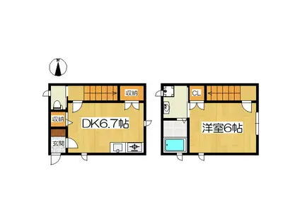 エール椥辻(1DK/1階)の間取り写真