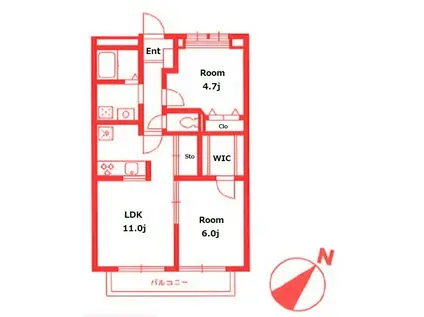 ドルチェ横濱鶴ヶ峰(2LDK/3階)の間取り写真