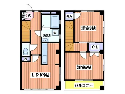 リバーヴィレッジII(2LDK/2階)の間取り写真