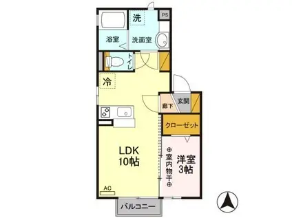 ウィット卯の花(1LDK/2階)の間取り写真