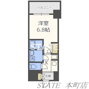 ルーエ本町(1K/2階)の間取り写真