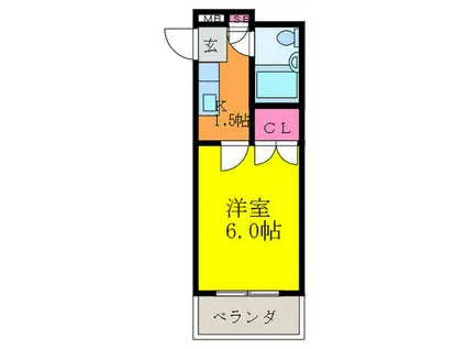 ホワイトピア(1K/4階)の間取り写真