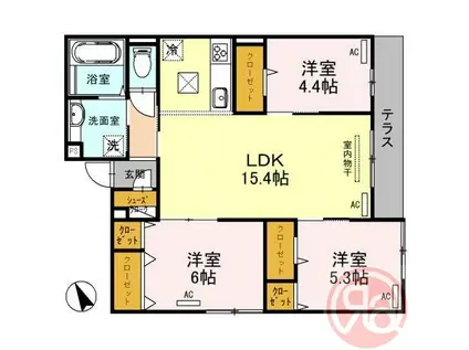 ダイヤモンドフジ天王寺東 プラチナ(3LDK/2階)の間取り写真