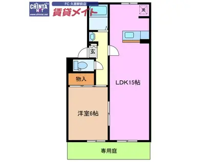 コーポビーチブリーズ(1LDK/1階)の間取り写真