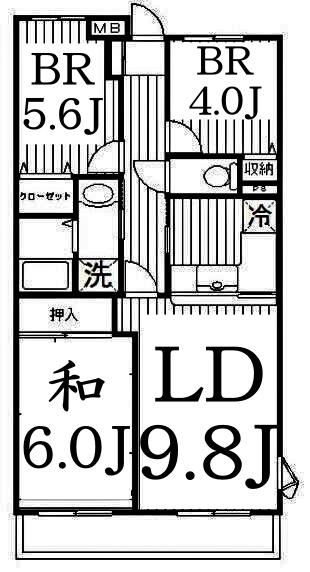 オクトス市ヶ尾(3LDK/2階)の間取り写真