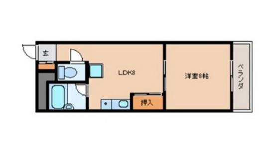 βビル(1LDK/5階)の間取り写真