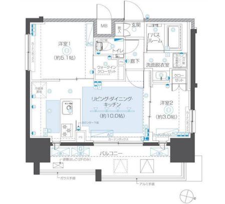 ZOOM本郷(2LDK/3階)の間取り写真