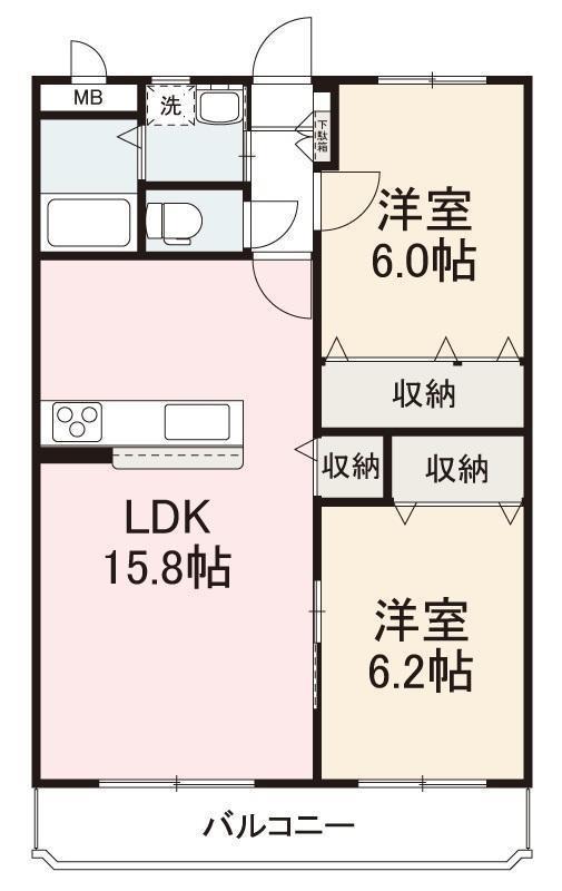 FIELDII(2LDK/2階)の間取り写真