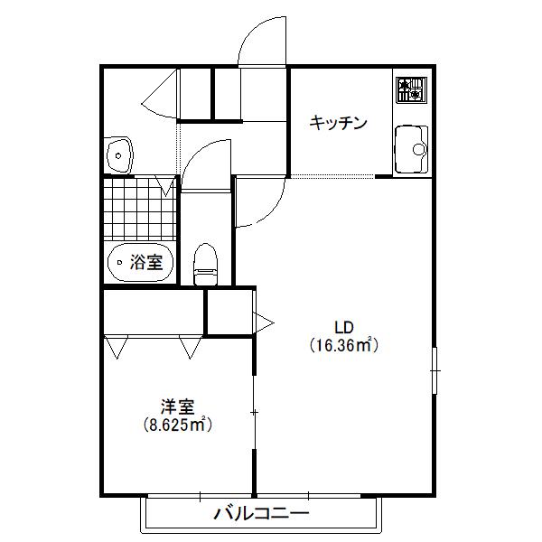 リヴェールA(1LDK/1階)の間取り写真