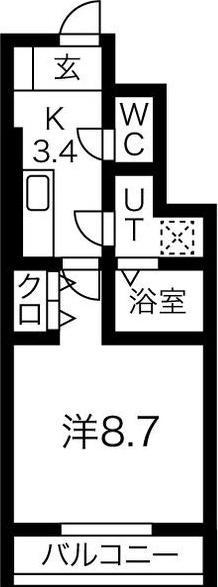 アメージングN.Y(1K/1階)の間取り写真
