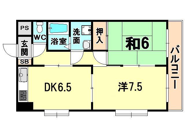 RESIDENCE塚口(2DK/4階)の間取り写真
