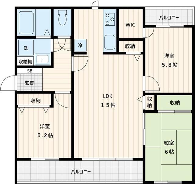 アイランドホームズ(3LDK/2階)の間取り写真