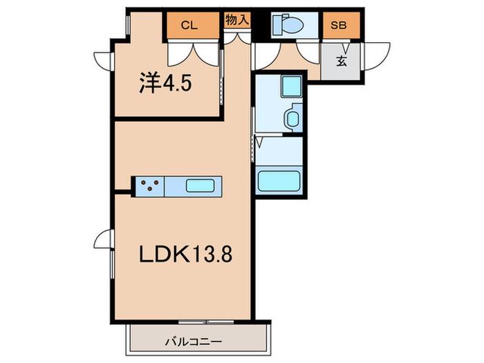 LA VITA摂津本山(1LDK/3階)の間取り写真