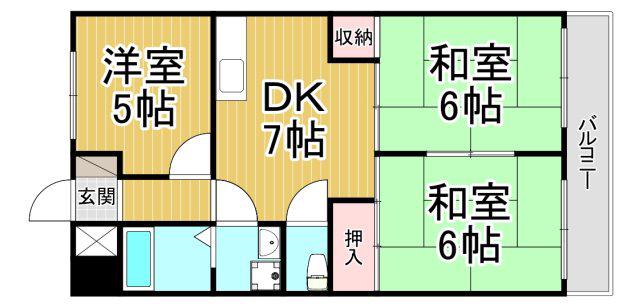 橋本第2マンション(3DK/1階)の間取り写真
