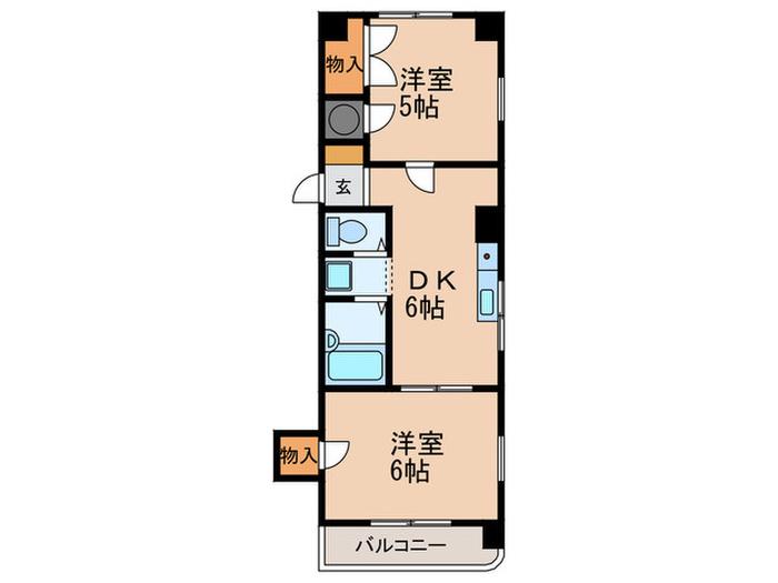 ヴェルディ西明石(2DK/2階)の間取り写真