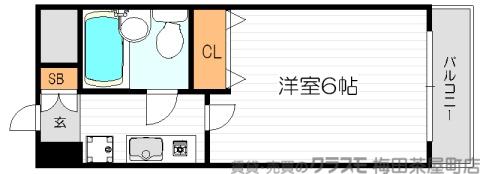 エスリード北梅田第2(1K/8階)の間取り写真
